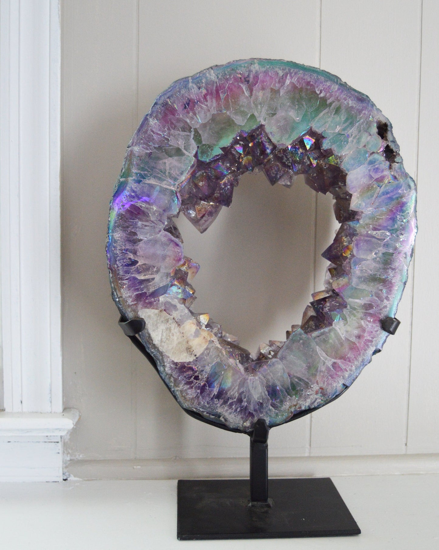 Large Aura Amethyst Portal - 15" Tall Iridescent Geode — Minas Gerais, Brazil (7.65kg)