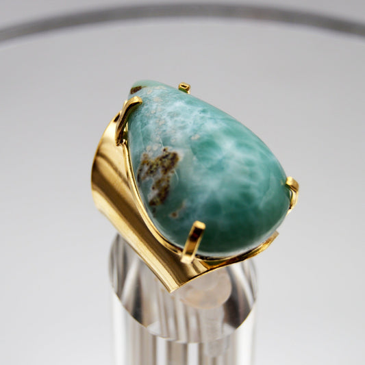 Larimar Tear Drop Adjustable Ring