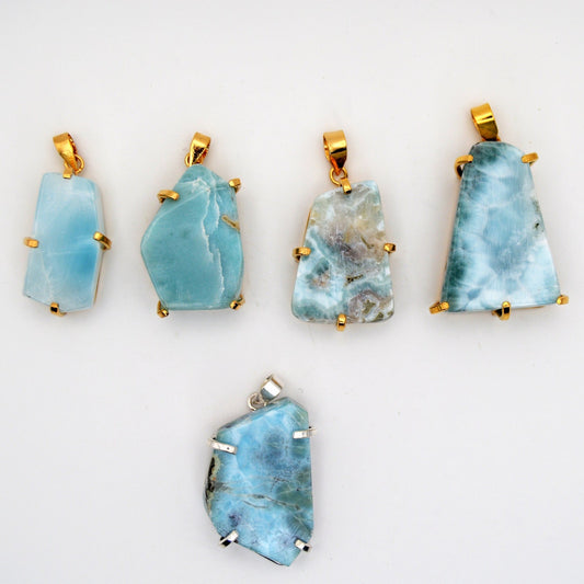 Larimar Freeform Pendants