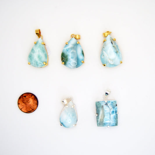Larimar Cabochon Pendants