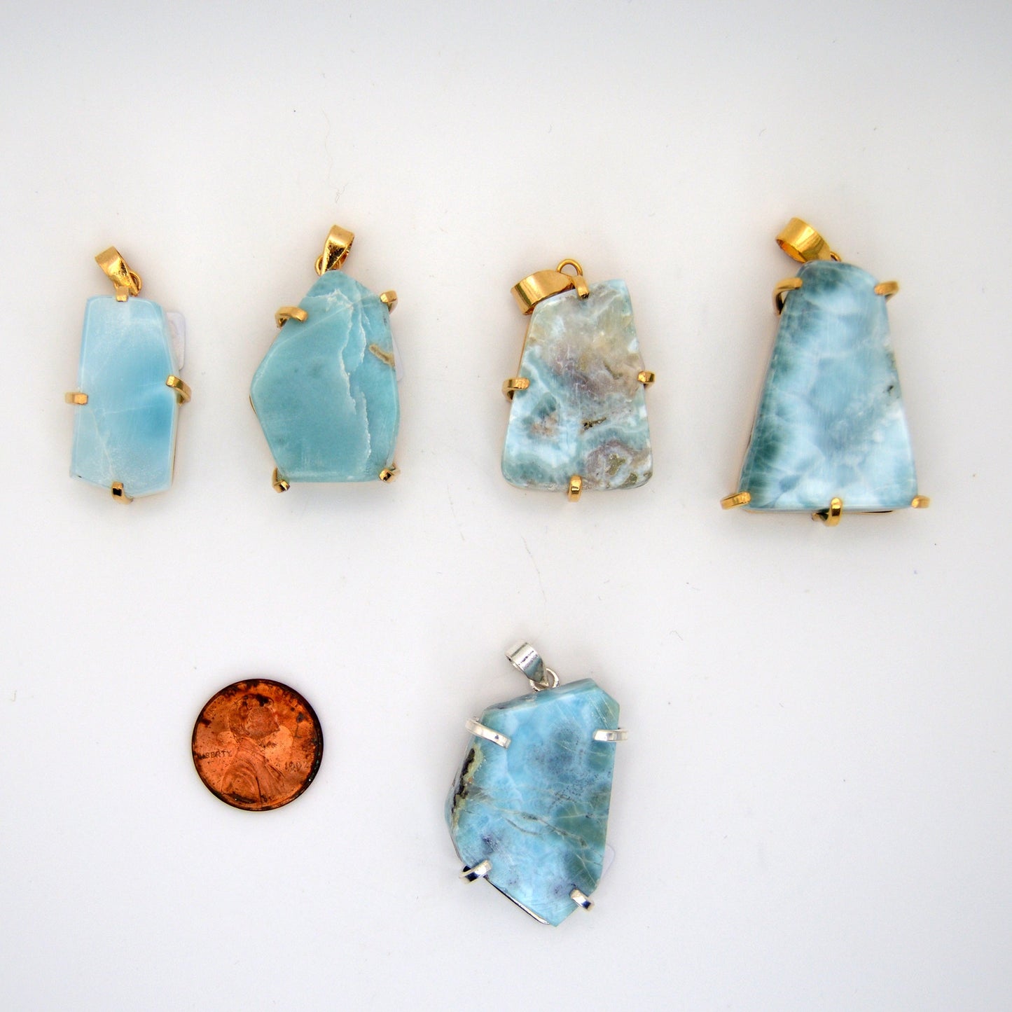 Larimar freeform pendants