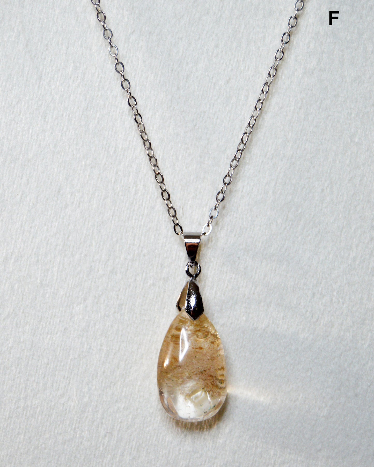 Garden Quartz (Lodolite), Teardrop Pendants