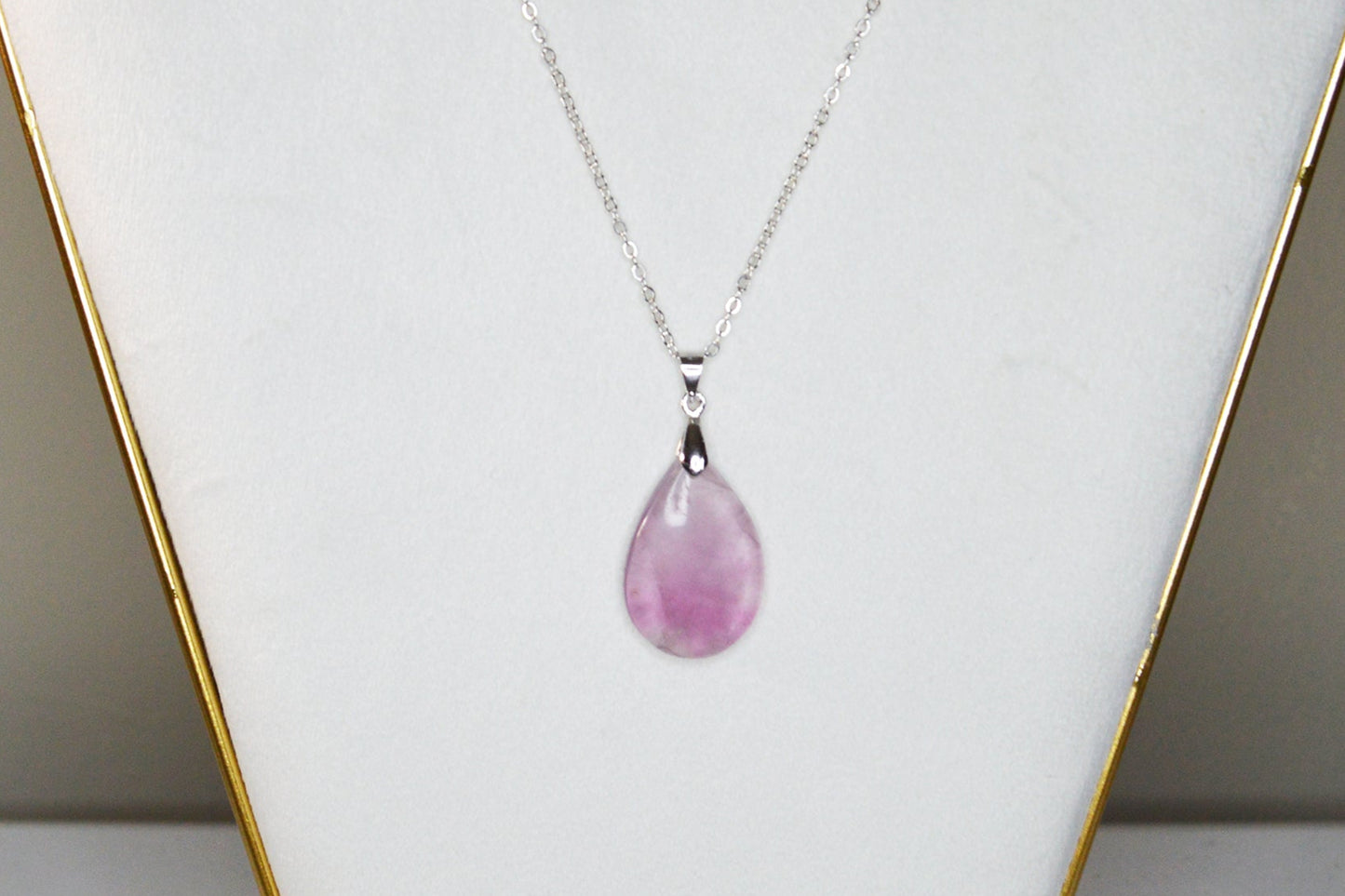 Natural Rainbow Fluorite Teardrop Pendant