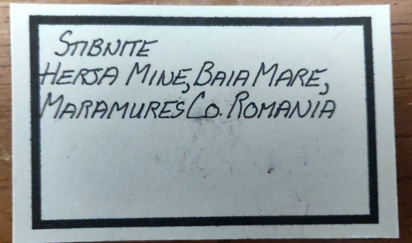 Stibnite, Collector's Piece, Herja Mine (Now Closed) Maraures Co., Romania