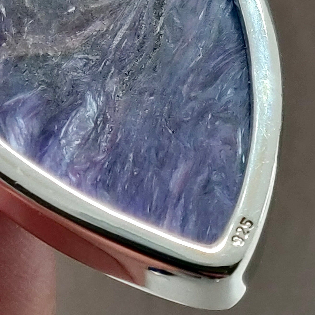 Russian Charoite 925 Sterling Silver Tear Drop Pendant — Rare Siberian Purple Gemstone