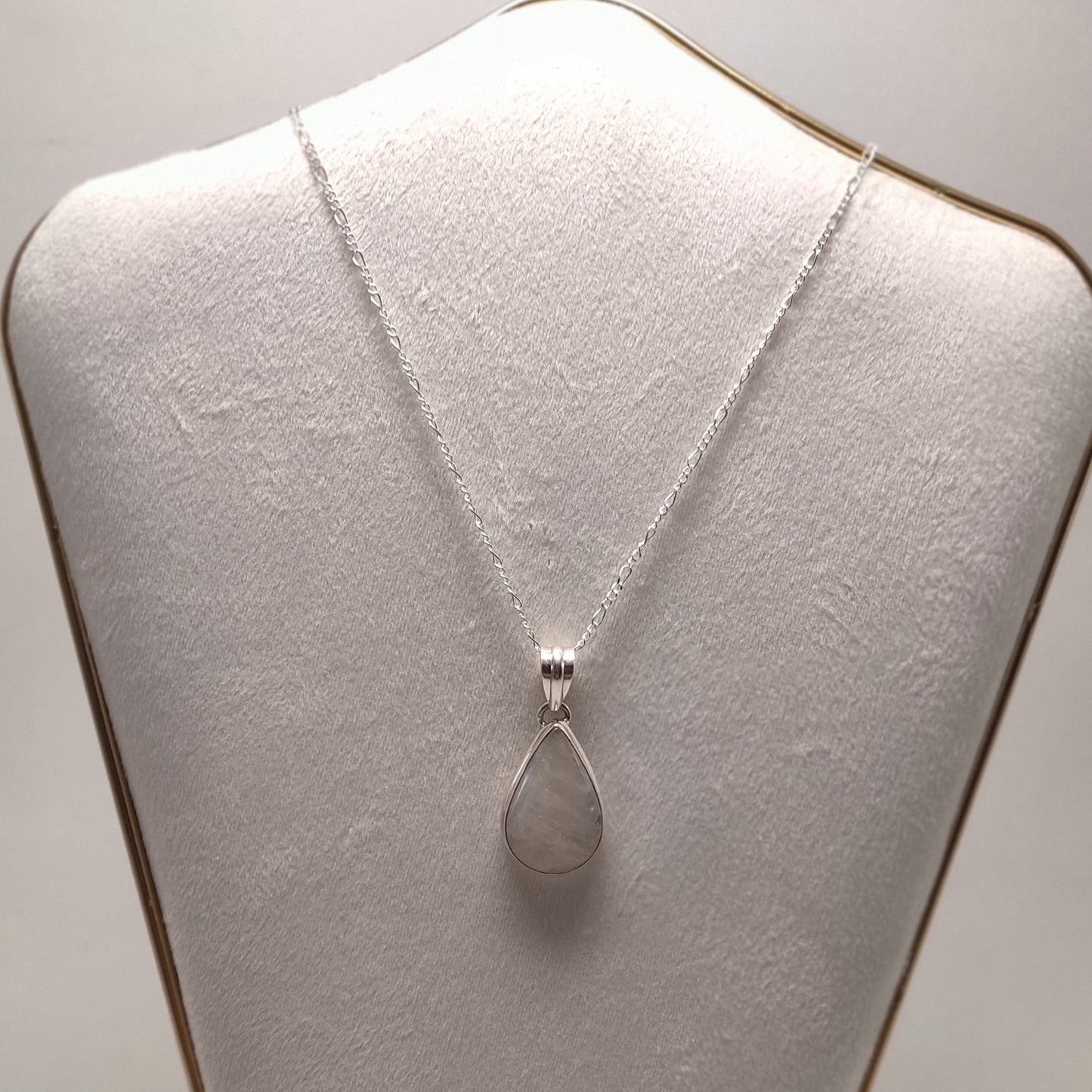 Natural Iridescent Moonstone Teardrop Pendant - 925 Sterling Silver - Timeless Gemstone Jewelry
