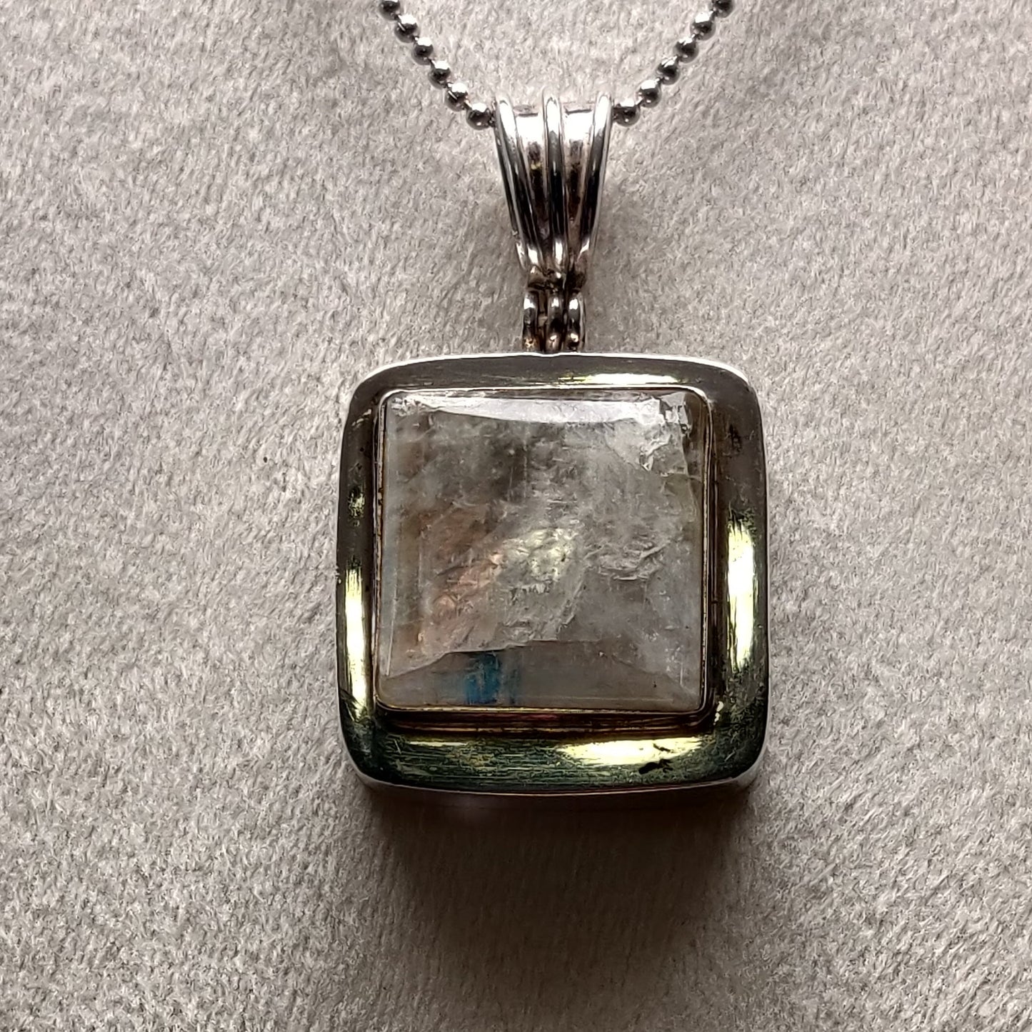 Iridescent Moonstone Pendant, 925 Sterling Silver, Adularescent Glow