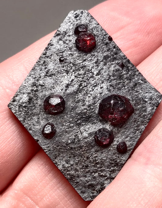Almandine Garnet on Graphite Cabochon – Red Embers Mine, Erving, Massachusetts