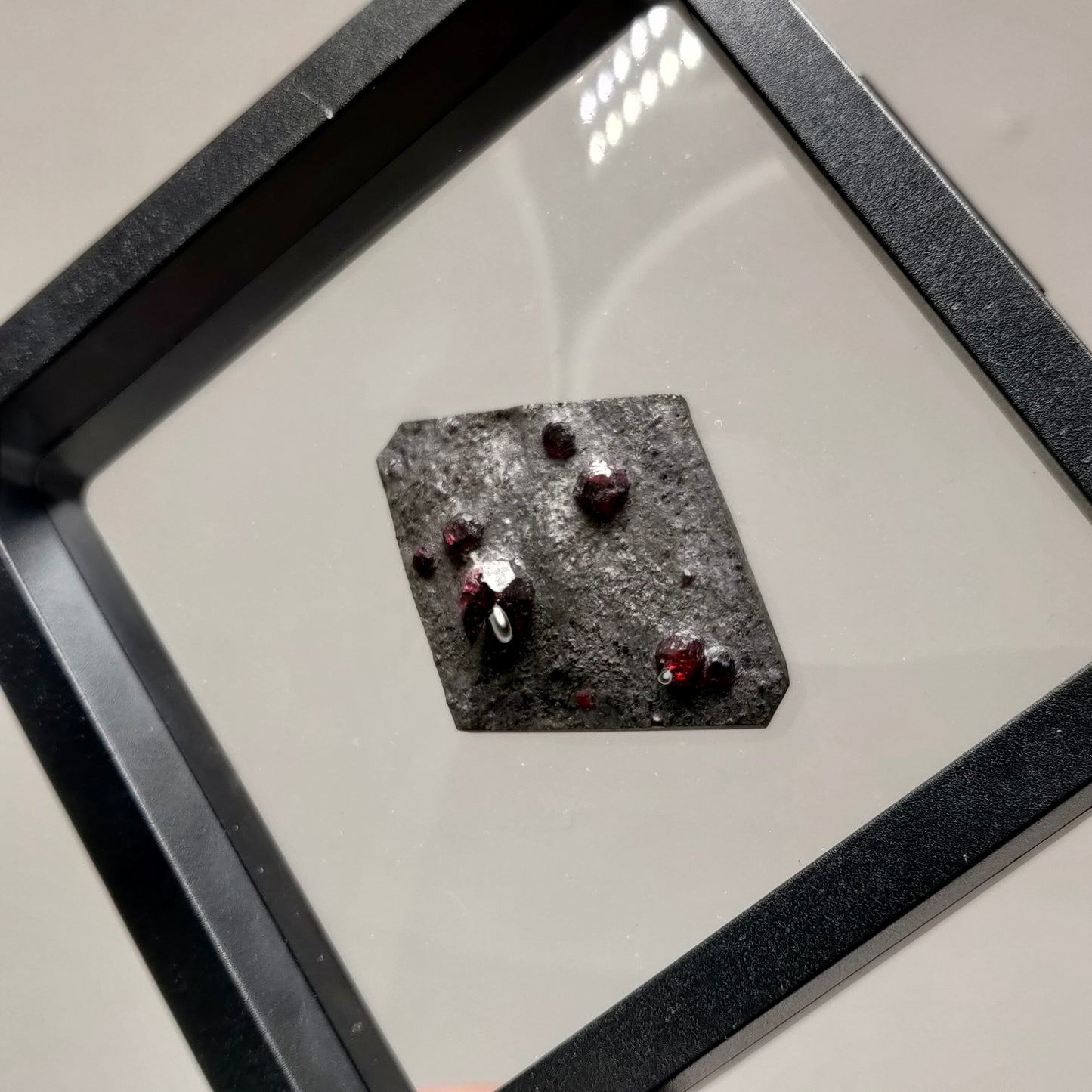 Almandine Garnet on Graphite Cabochon – Red Embers Mine, Erving, Massachusetts