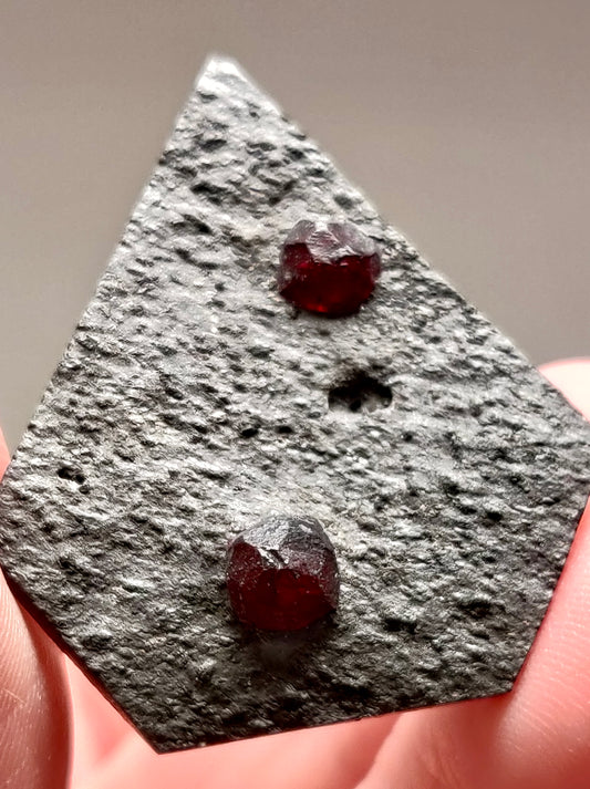 Almandine Garnet on Graphite Cabochon – Red Embers Mine, Erving, Massachusetts