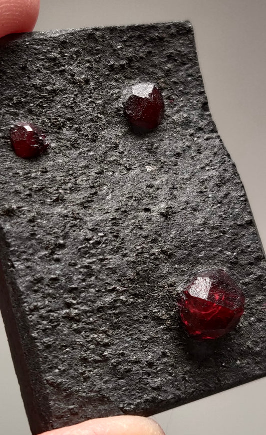 Almandine Garnet on Graphite Cabochon – Red Embers Mine, Erving, Massachusetts