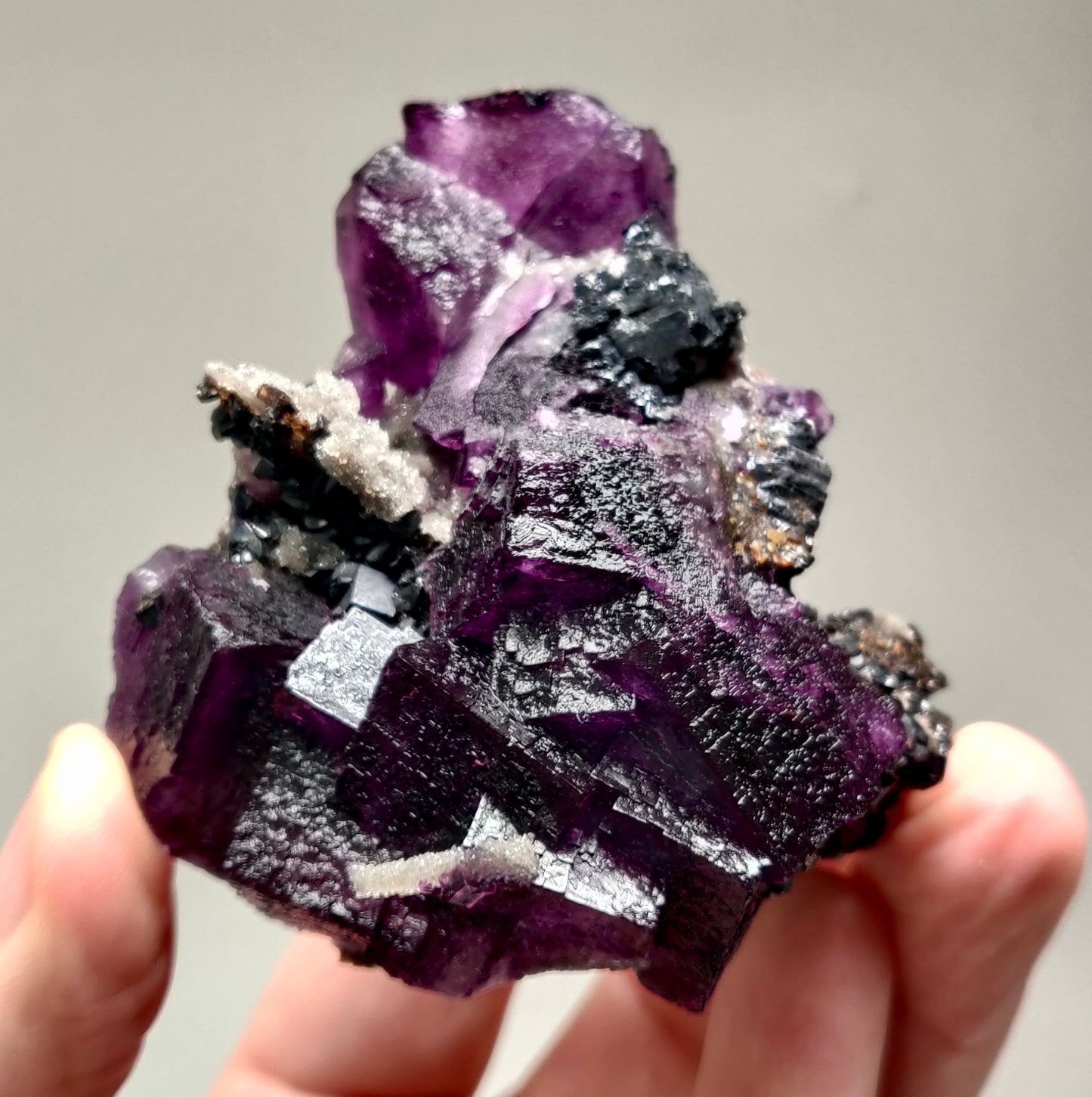 Vibrant Purple Fluorite with Galena, Sphalerite, and Quartz - Elmwood Mine, Tennessee