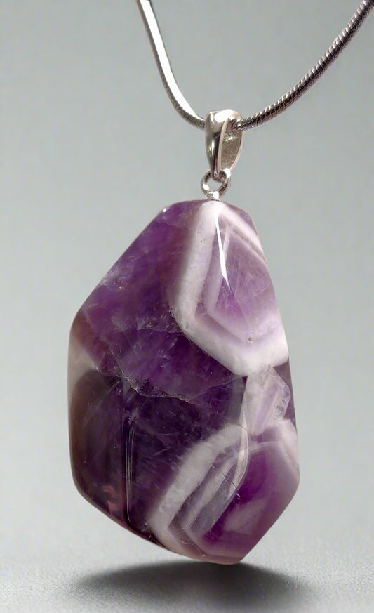 Chevron Amethyst Pendant w/ 18" chain