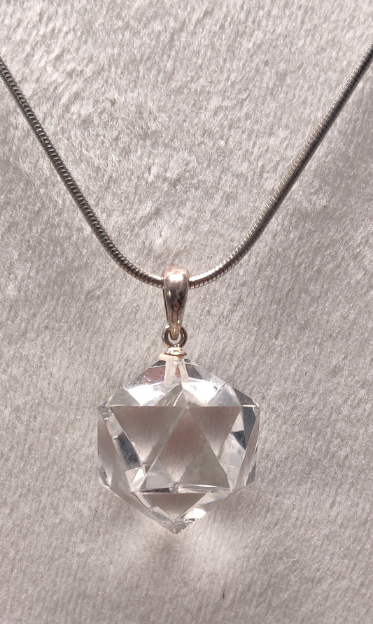 Clear Quartz Pendant with 18" Sterling Silver plated chain