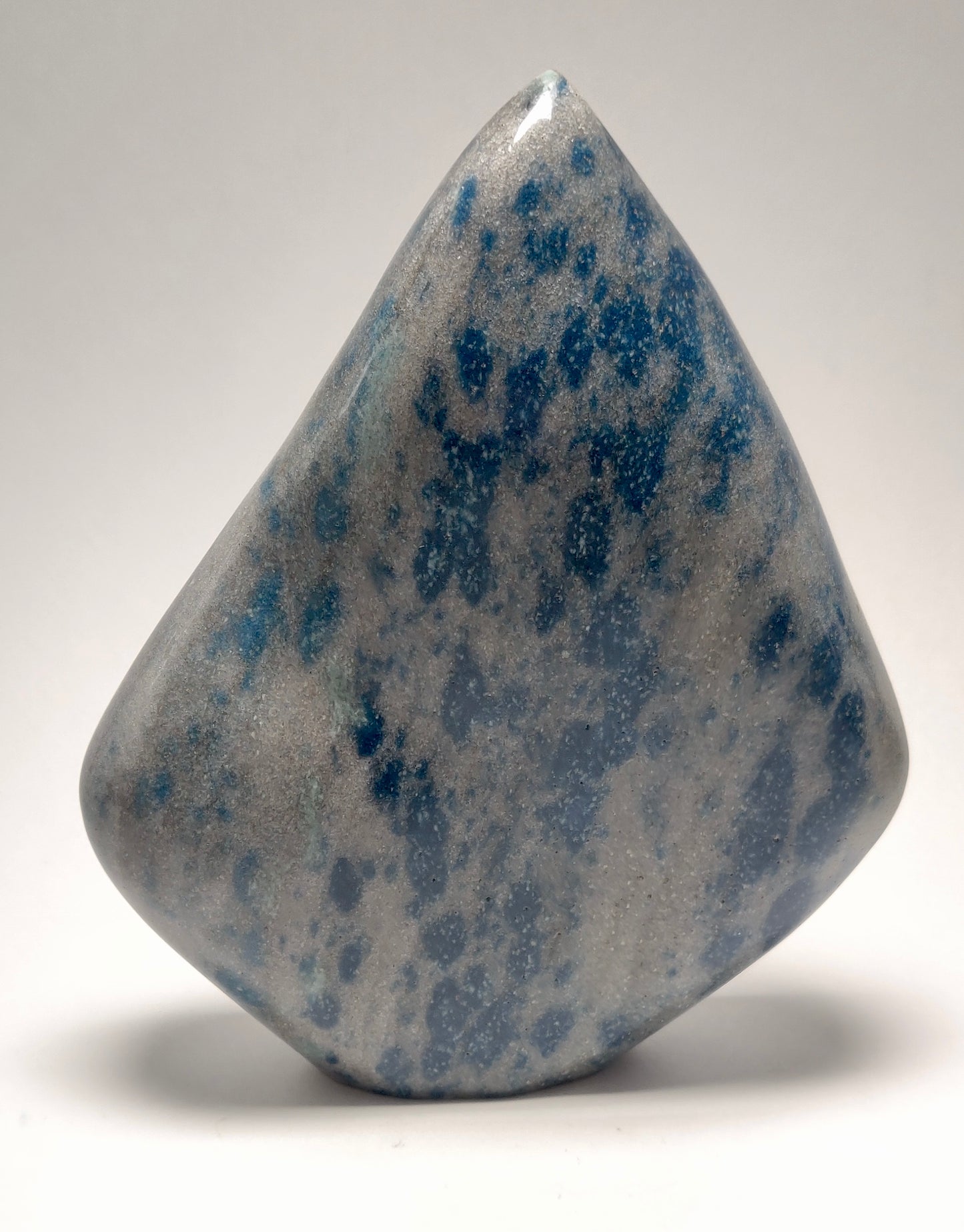Rare Polished Blue Spinel in Quartz - Madagascar (7.5” Tall, Hand-Carved), 3.5lbs