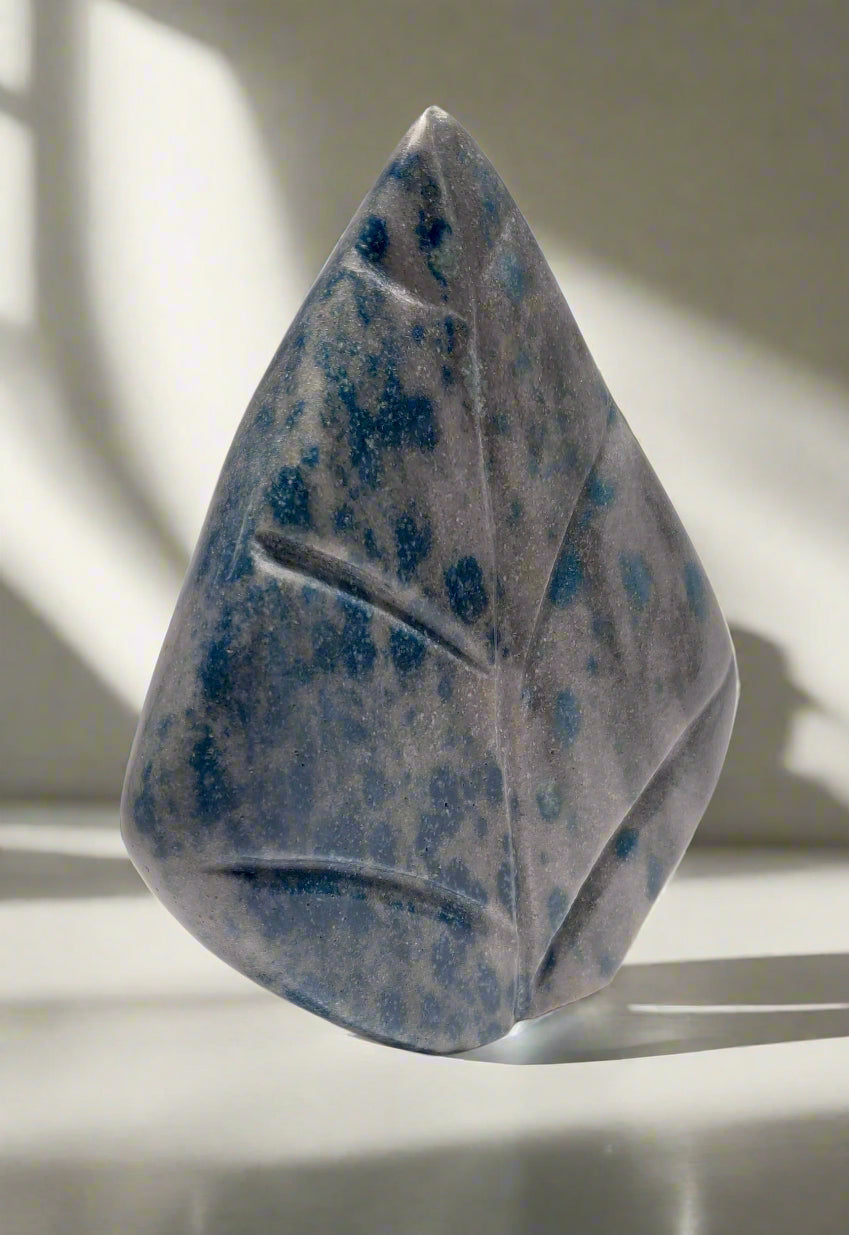 Rare Polished Blue Spinel in Quartz - Madagascar (7.5” Tall, Hand-Carved), 3.5lbs