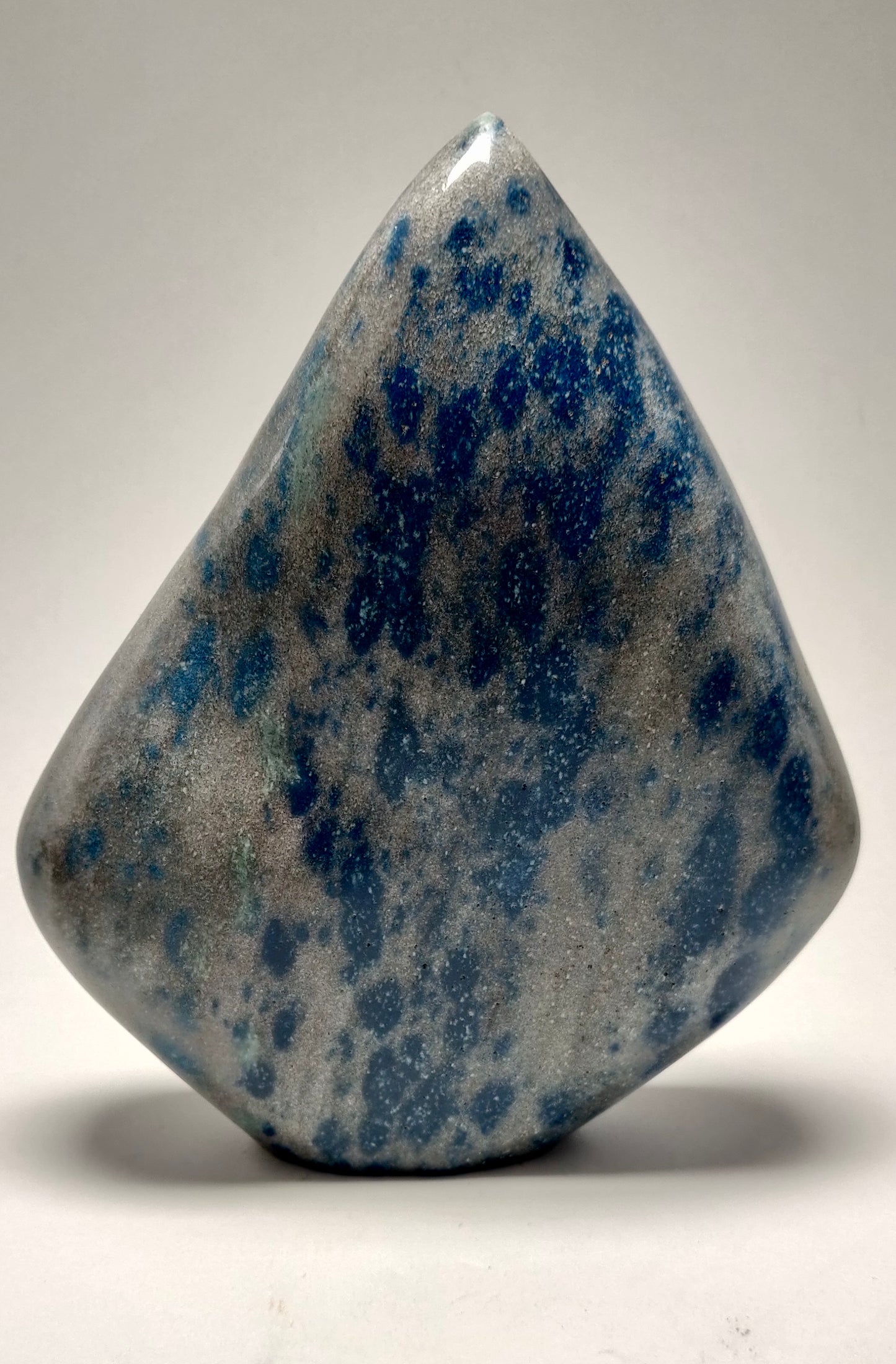 Rare Polished Blue Spinel in Quartz - Madagascar (7.5” Tall, Hand-Carved), 3.5lbs