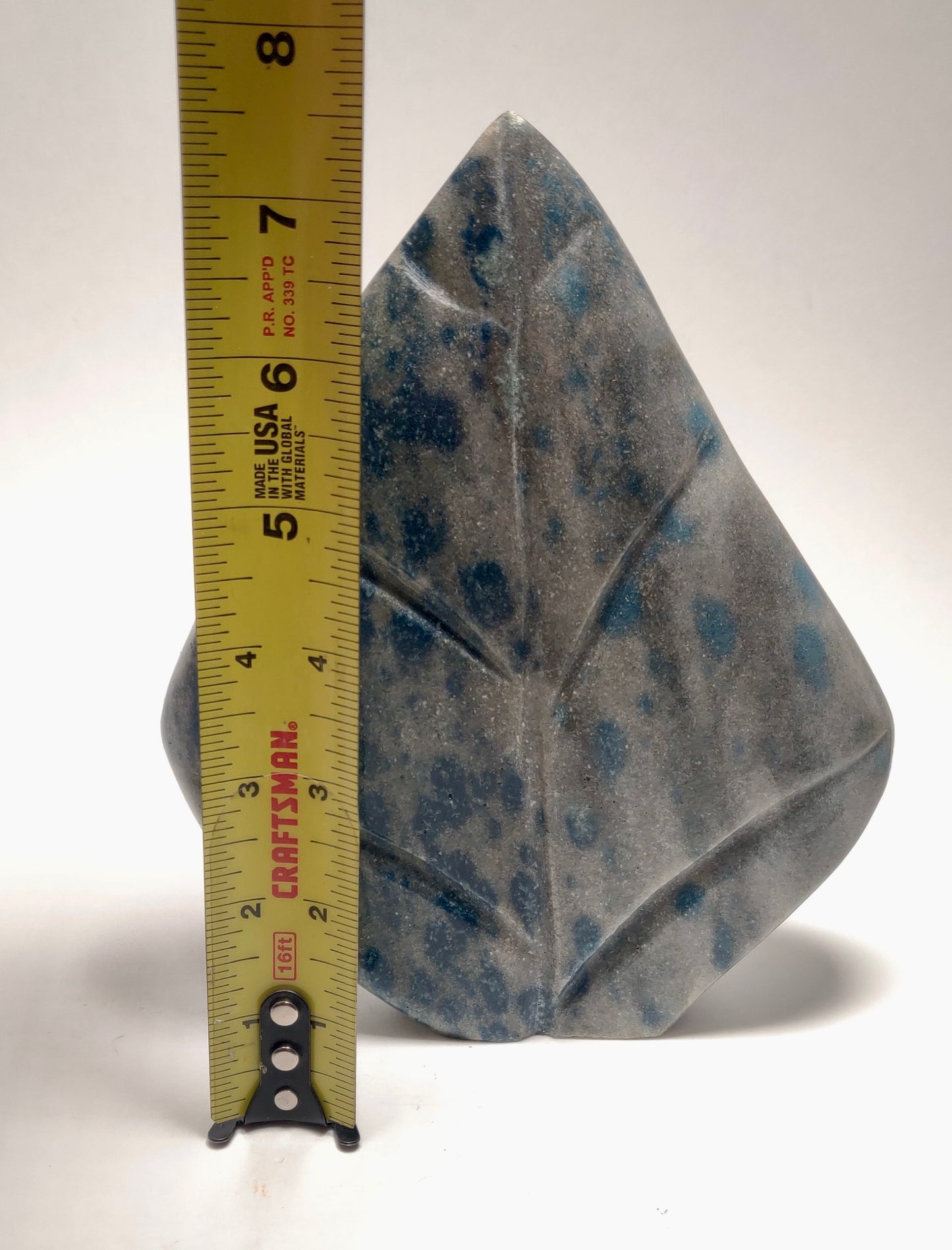 Rare Polished Blue Spinel in Quartz - Madagascar (7.5” Tall, Hand-Carved), 3.5lbs