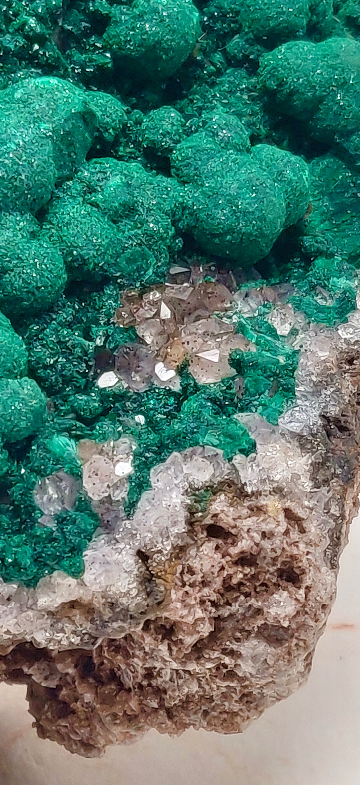 Malachite w/ Drusy Quartz, Mindingi Mine, DR Congo