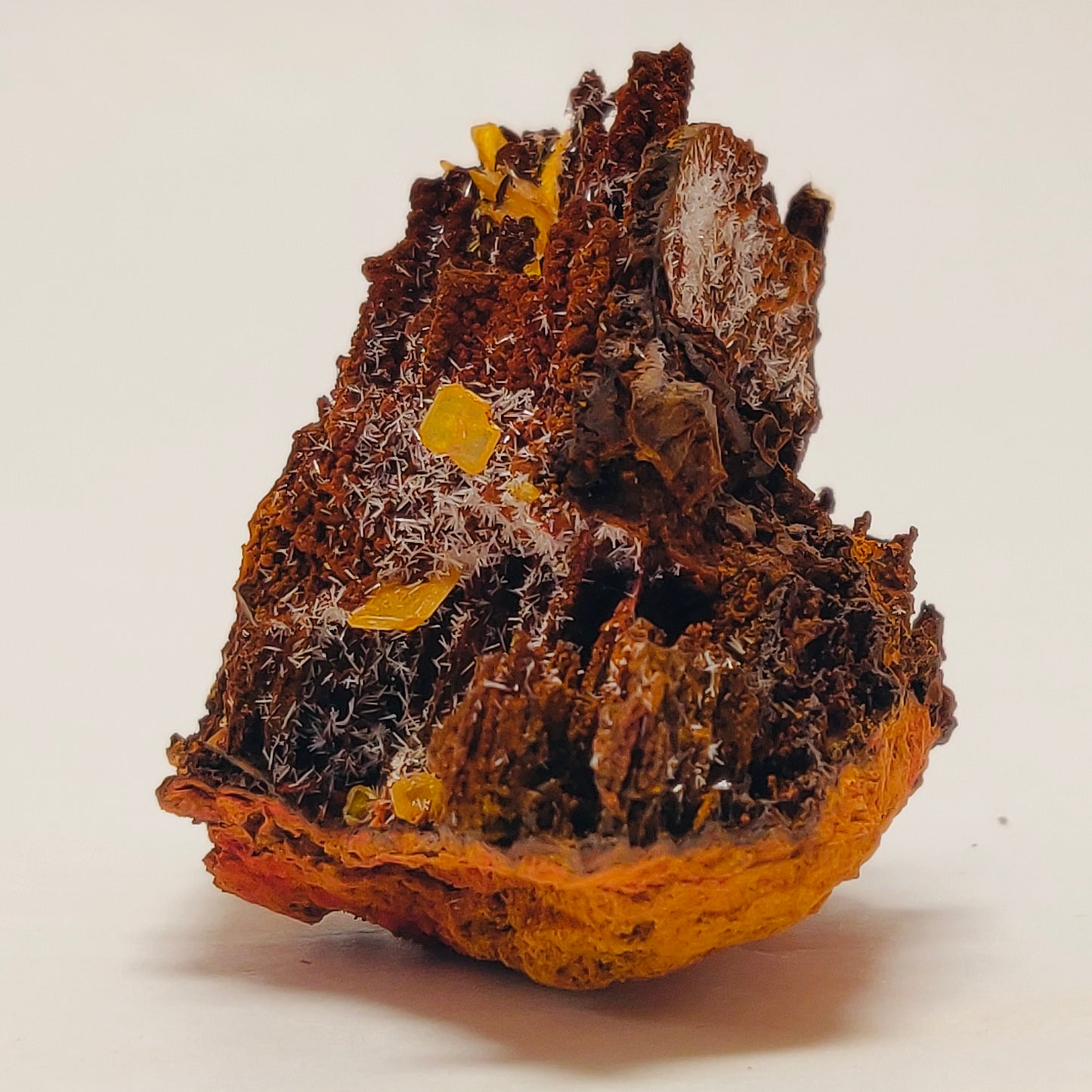 Butterscotch Wulfenite with Aragonite Sprays — Los Lamentos, Chihuahua, Mexico