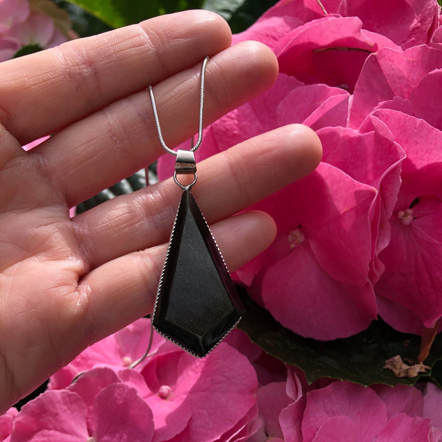 Golden Obsidian Pendant - Handcrafted in Mexico - Natural Volcanic Glass Jewelry