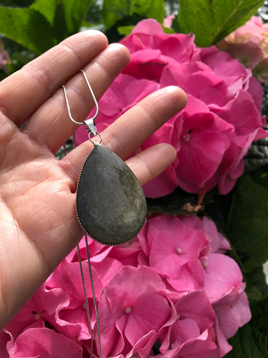 Golden Obsidian Pendant, Mexico - Shimmery and Luxurious