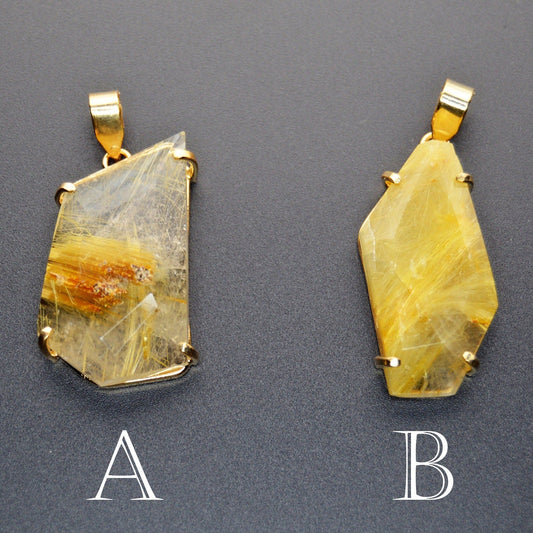 Golden Rutile Faceted Citrine Pendants