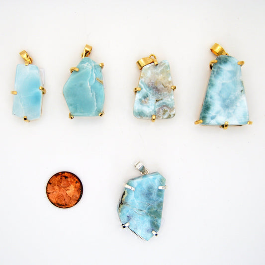 Large High Quality Polygon Shaped Larimar Pendants