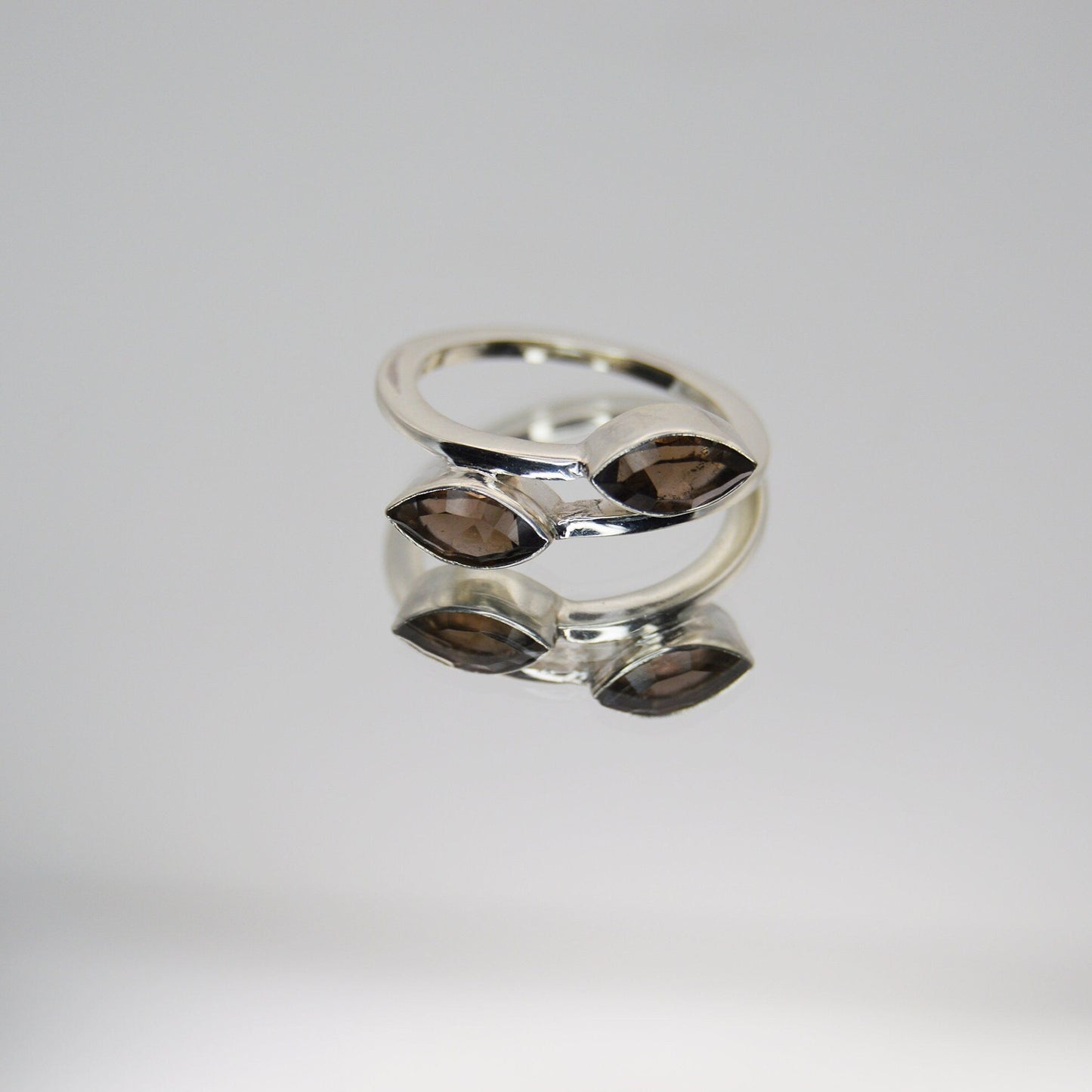 Smoky Quartz leaf ring