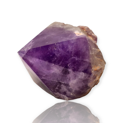 Large Polished Amethyst Point, DR Congo,  Deep Violet Phantoms (1.4kg)