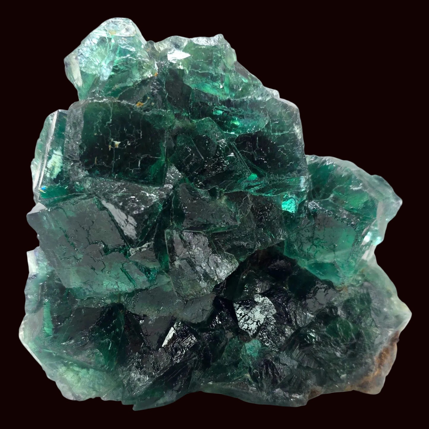 Cluster of green crystals on a white background