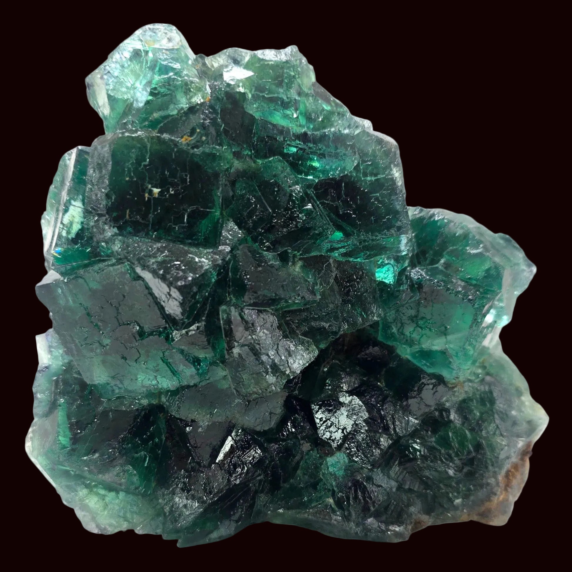 Cluster of green crystals on a white background