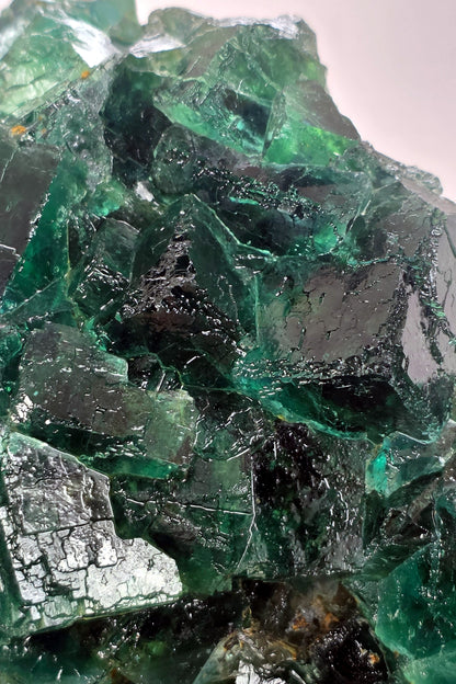 Close-up of green and black mineral crystals