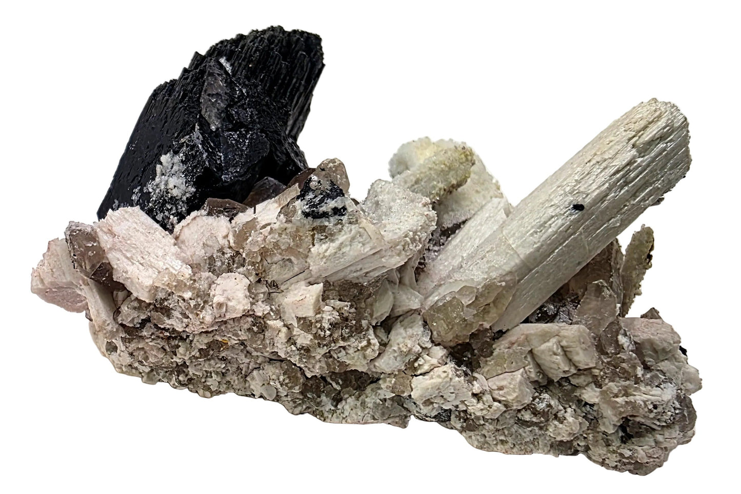 Multi-Color Fluorescent Schorl & Hyalite Association | Erongo, Namibia
