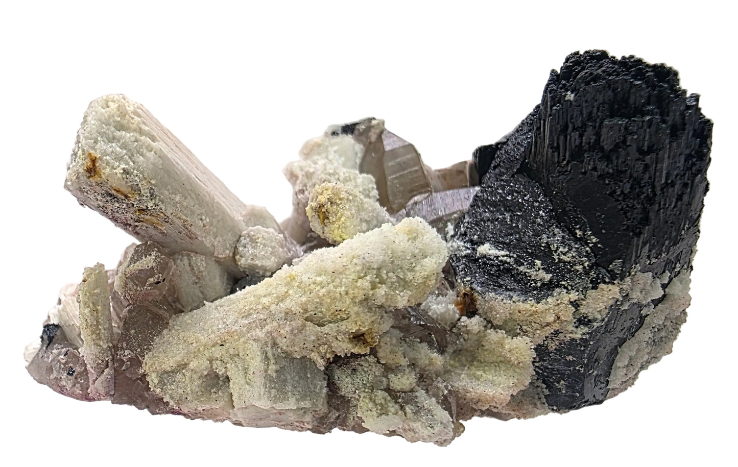 Multi-Color Fluorescent Schorl & Hyalite Association | Erongo, Namibia