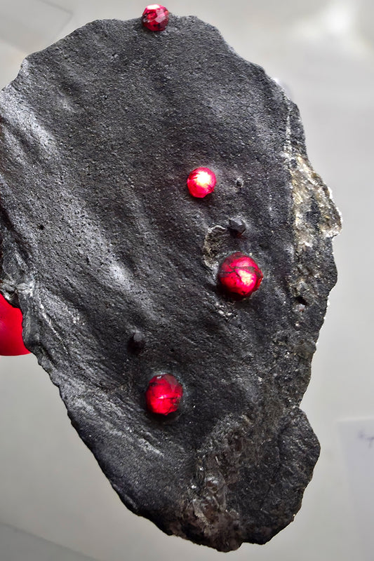 "Red Embers" Almandine Garnet in Graphite | Massachusetts, USA