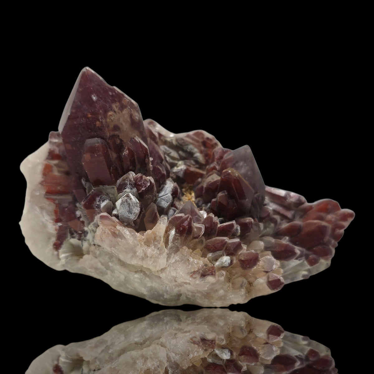 Deep Red Hematite-Included Quartz Cluster - Orange River, South Africa