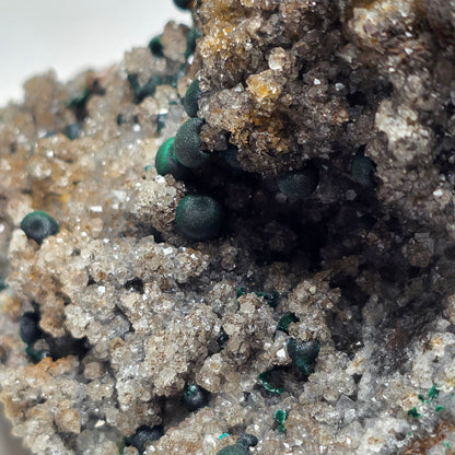Rare Ball Malachite Spheres on Sparkly Druzy Quartz | Mindingi Mine, DR Congo | 6" / 800g