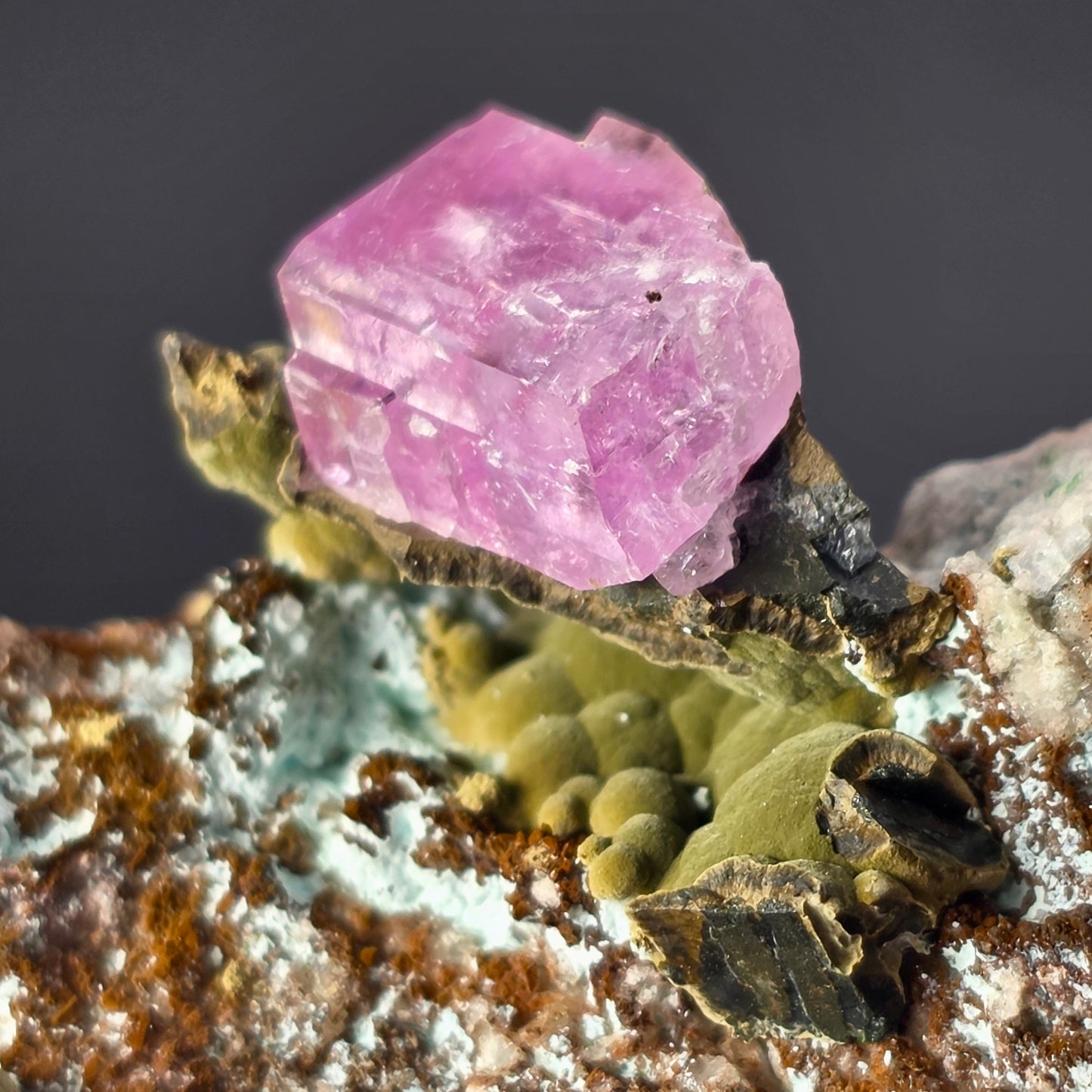 💎 Museum-Quality (Founder's Edition) Cobaltoan Calcite w/ 16mm Isolated Crystal & Kolwezite – Mashamba West, D.R. Congo