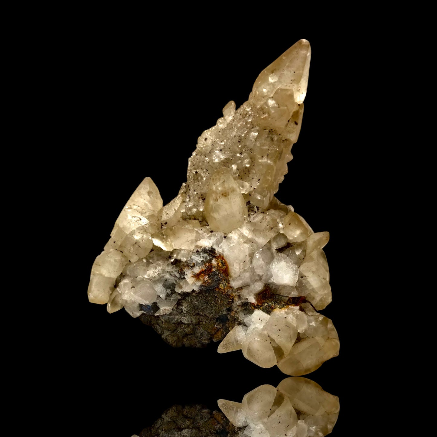 Calcite on Galena with Chalcopyrite and minor Dolomite, Sweetwater Mine, Missouri – Large Cabinet Specimen