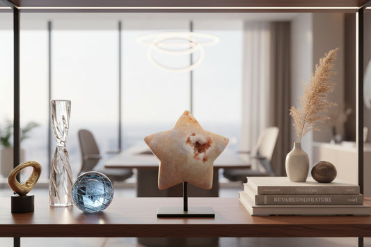 Pink Amethyst star on stand