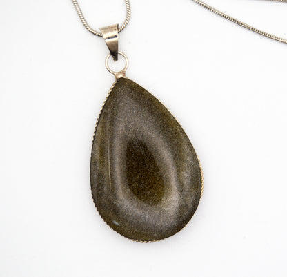 Golden Obsidian Pendant, Mexico - Shimmery and Luxurious