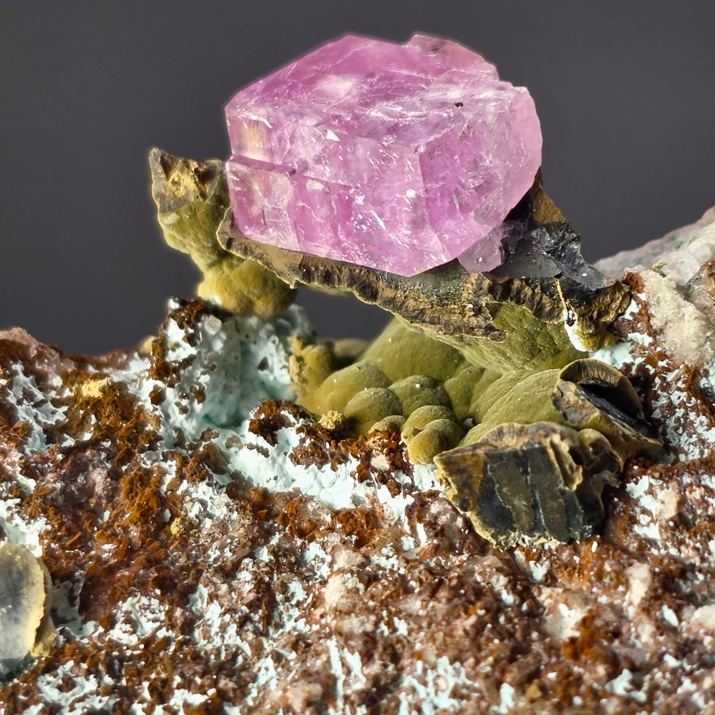 💎 Museum-Quality (Founder's Edition) Cobaltoan Calcite w/ 16mm Isolated Crystal & Kolwezite – Mashamba West, D.R. Congo
