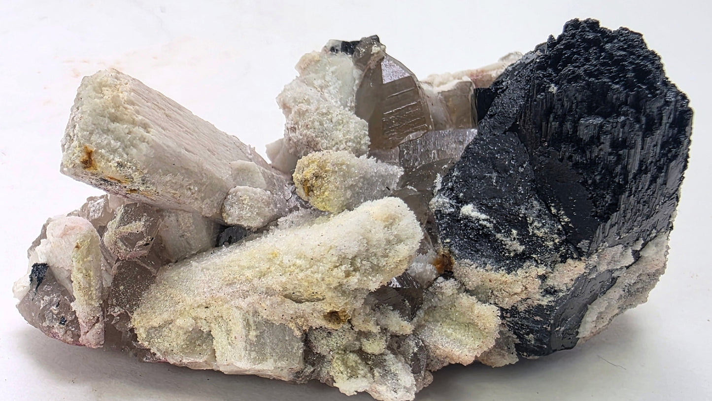 Multi-Color Fluorescent Schorl & Hyalite Association | Erongo, Namibia