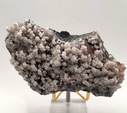 Red Hematite Included Quartz with Dolomite and iridescent Chalcopyrite