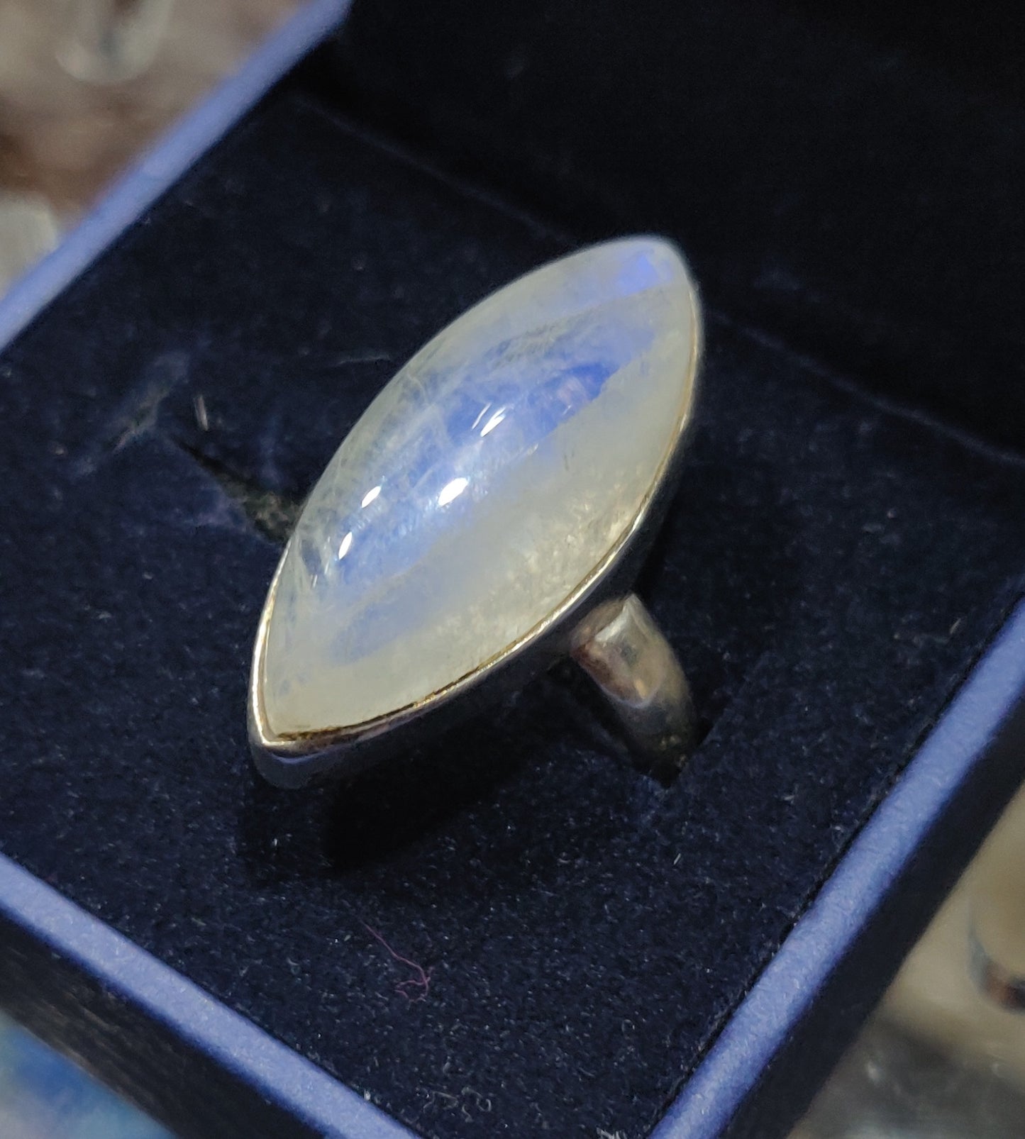 High Quality Rainbow Moonstone Ring, 925 Sterling Silver, Sz 7