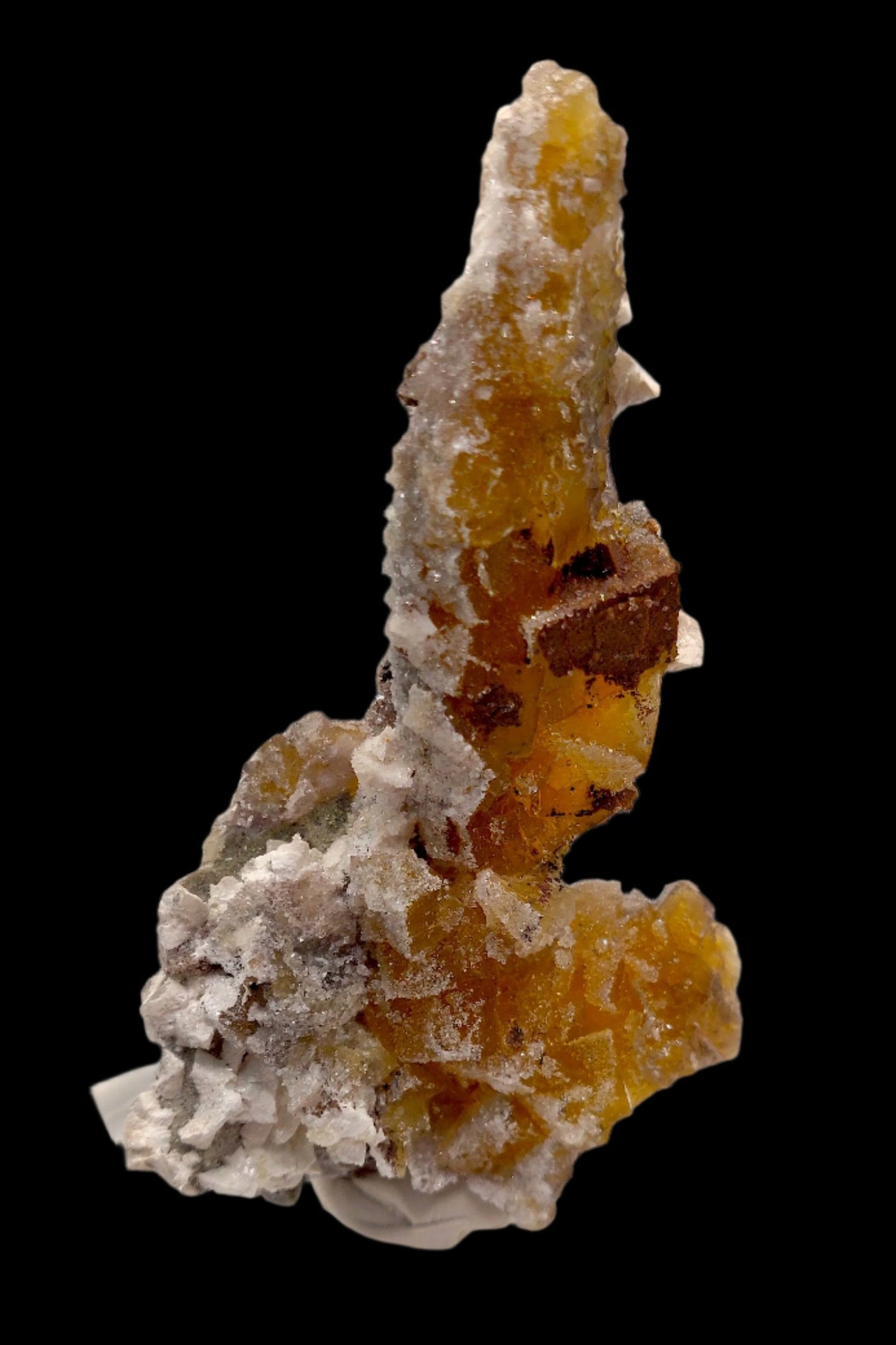 Yellow Fluorite w/ Dolomite and Micro Druze Quartz, Asturias, Spain