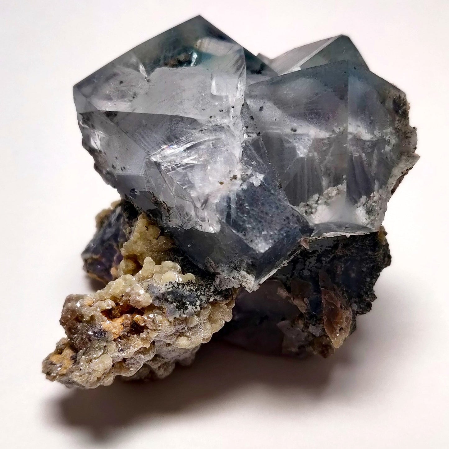 Phantom Quartz in Blue Fluorite w/Purple Fluorite on Matrix, Yaogangxian Mine, Hunan, China