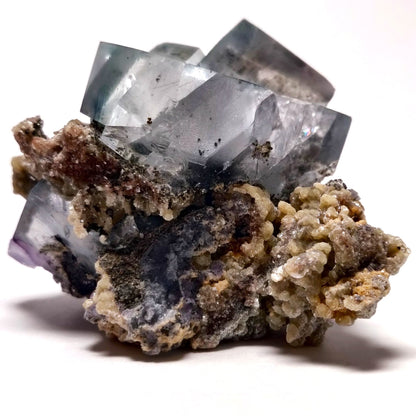 Phantom Quartz in Blue Fluorite w/Purple Fluorite on Matrix, Yaogangxian Mine, Hunan, China