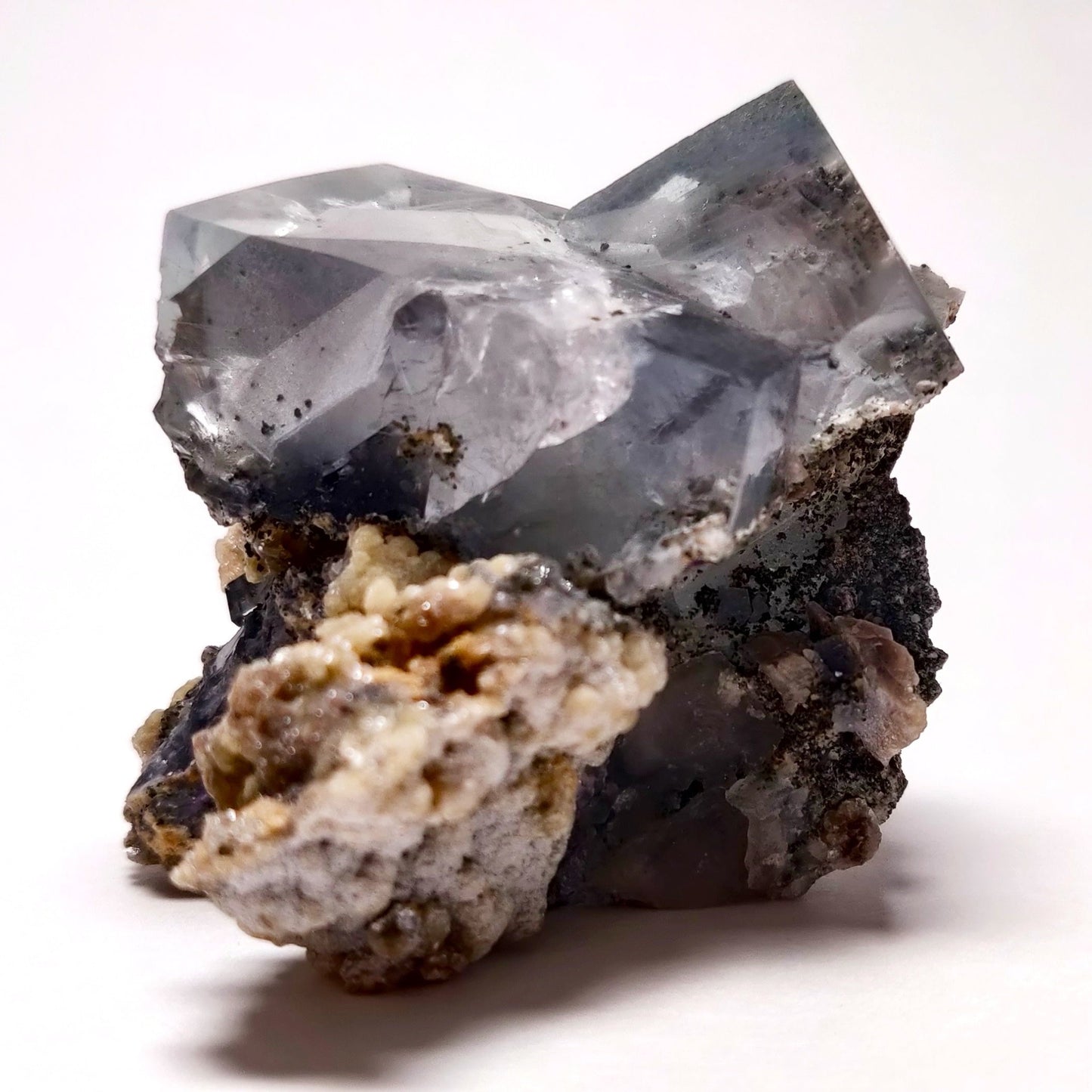 Phantom Quartz in Blue Fluorite w/Purple Fluorite on Matrix, Yaogangxian Mine, Hunan, China